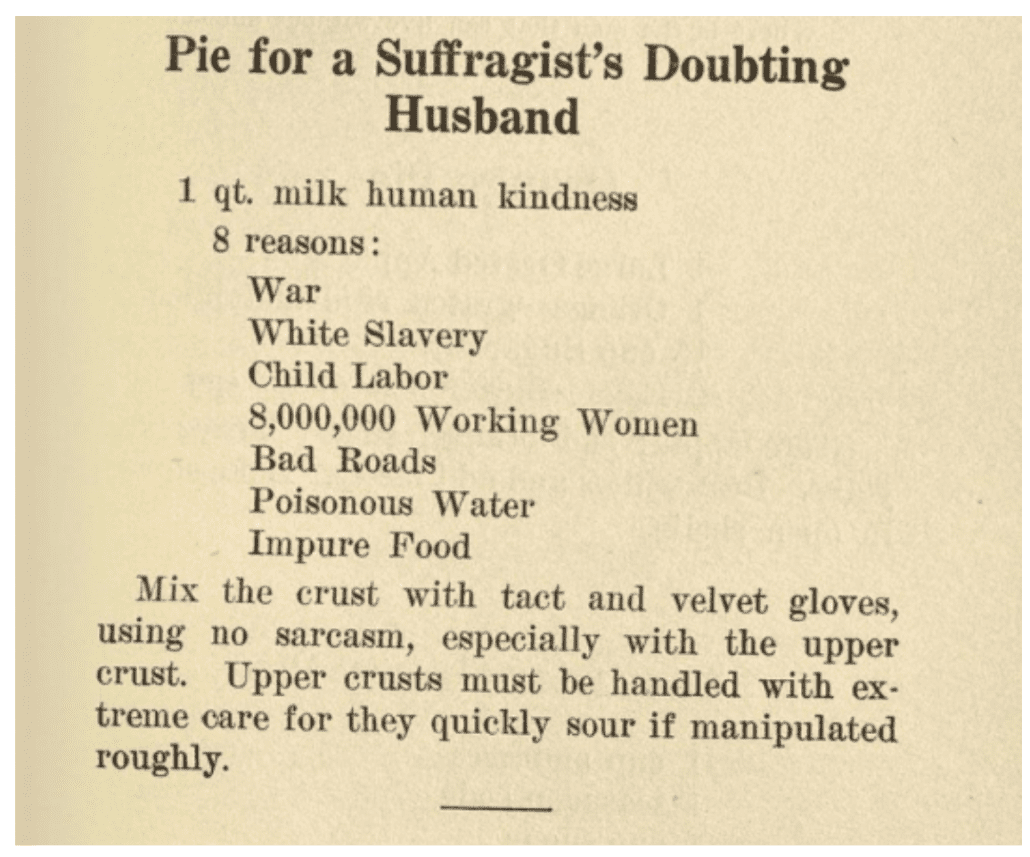 Fig. 5. “Pie for a Suffragist’s Doubting Husband,” Kleber, 174.