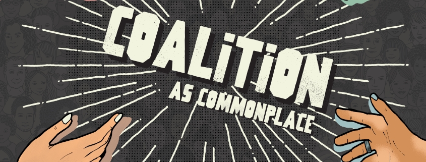 Cover Art: A dark gray background populated by doodled faces of a crowd. At the center of the page the text reads “Coalition as Commonplace” with “Peitho” and “Summer 2023 Volume 25 - Issue 4” written in the corners. Around the central text, several cutout illustrations of hands outlined in bright colors reach vaguely towards the center of the page. The hands are variously posed and some are adorned with accessories (a pride bracelet, a ring, a watch, a band that says “HOPE,” and a tattoo that reads “dissent”). The cover was made by PS Berge, a designer and doctoral candidate in the Texts & Technology program at the University of Central Florida, by commission. Her website can be found at: psberge.com.