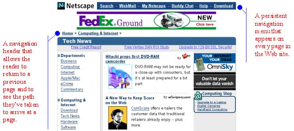 Examples of a Navigation Header and Persistent Menu Nav Header Example