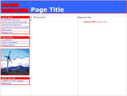 A Page Layout Template with a Menu and Link to the Home Page Navigation Tools