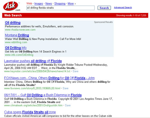 Screen shot of Ask.com