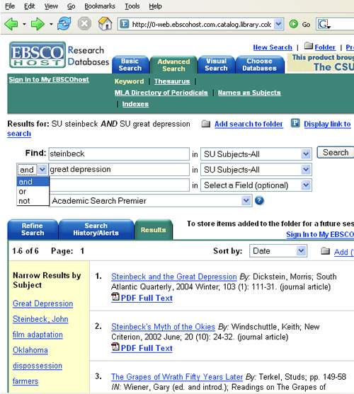 Screen shot of MLA International Bibliography